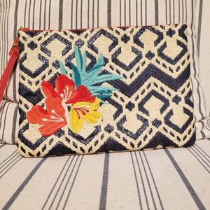 Cute woven embroidered wristlet